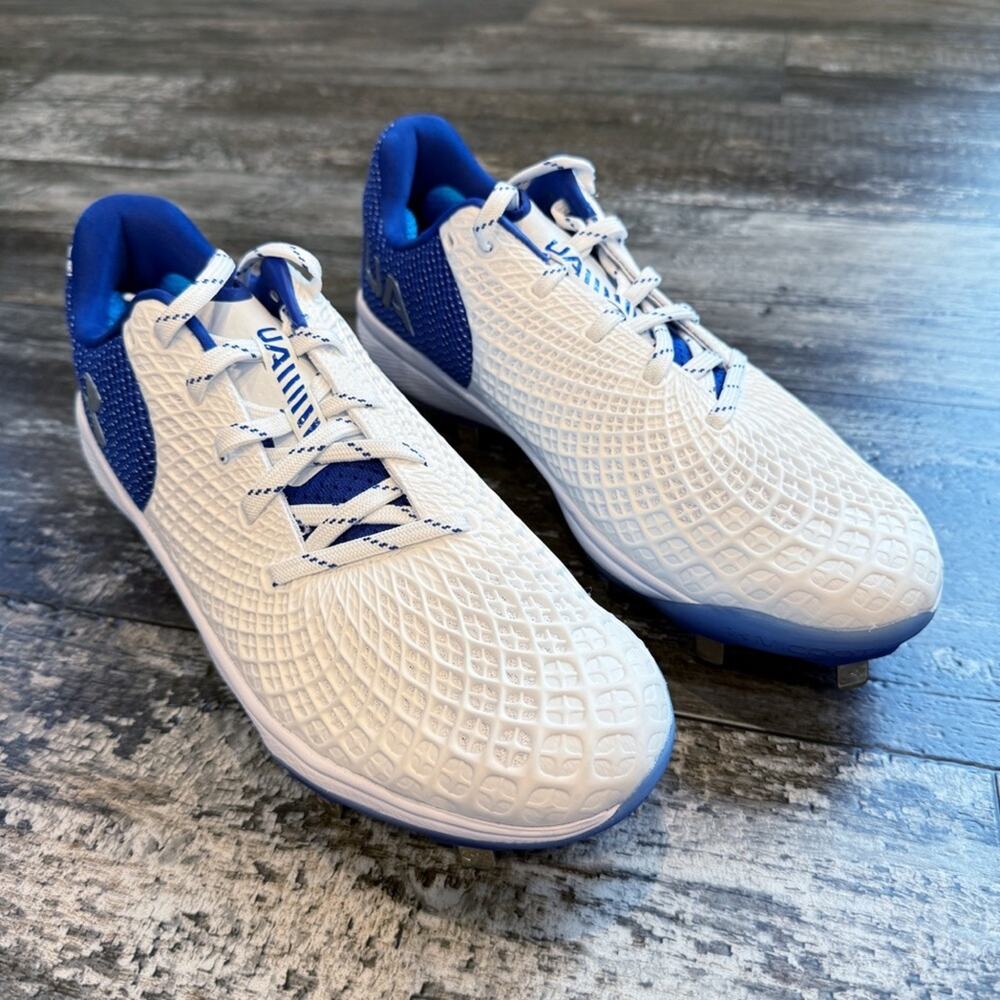 Under Armour Cleats Womens Size 10.5 Blue White Glyde 2.0 MT 3026601-101 NEW‎